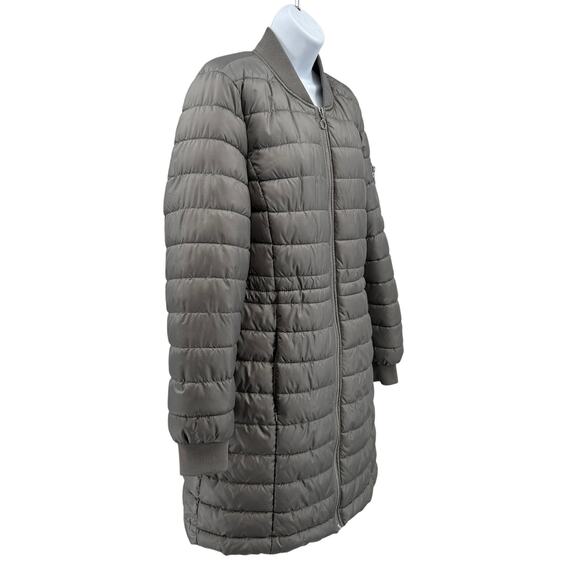 Kenneth Cole Jacket NY Quilted Puffer  WMNS L Gray Long Coat Full Zip Winterwear - Picture 4 of 10